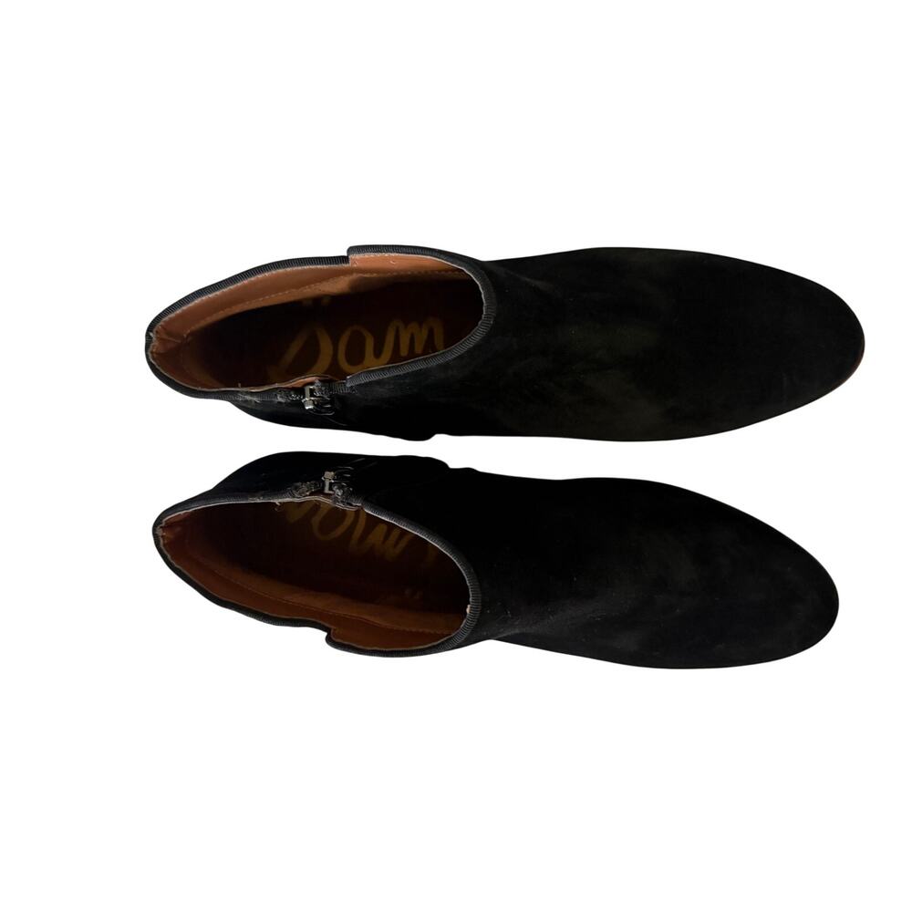 Sam Edelman Size 11 Black Suede Ankle Boots Block Heel Pull On - Picture 5 of 8